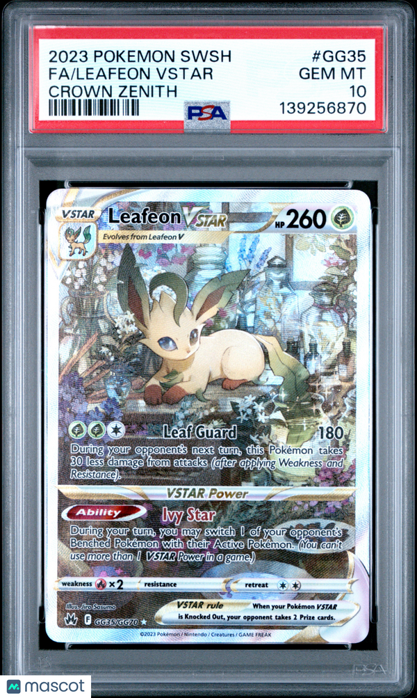 2023 Pokemon Sword And Shield Crown Zenith Leafeon VSTAR #GG35 Fa Crown Zenith PSA 10