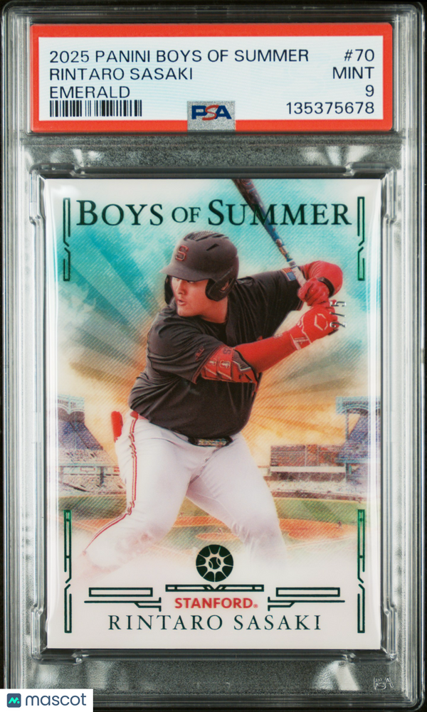 2025 Panini Boys Of Summer Rintaro Sasaki #70 Emerald PSA 9
