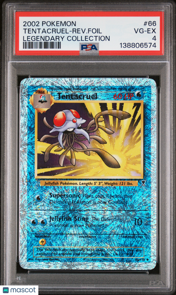 2002 Pokemon Legendary Collection Tentacruel-Rev. Foil #66 Legendary Collection PSA 4