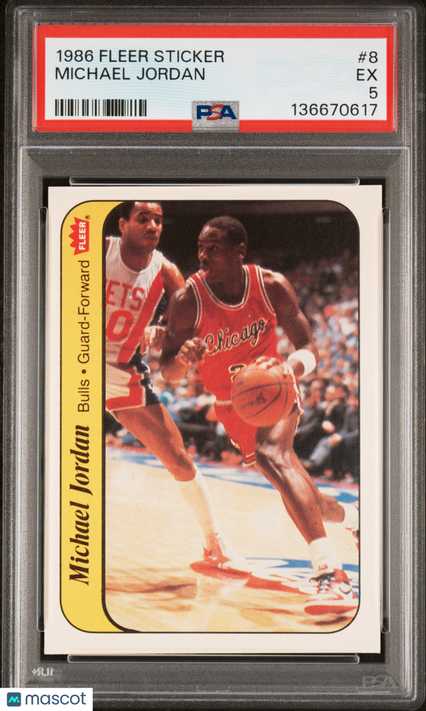 1986 Fleer Sticker Michael Jordan #8 PSA 5