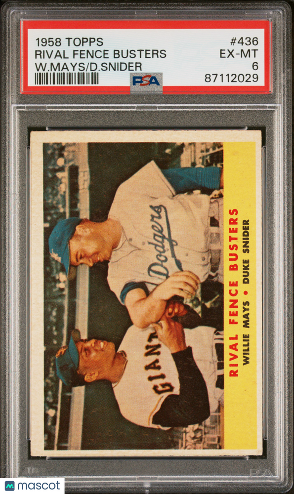 1958 Topps Rival Fence Busters #436 W. Mays D. Snider PSA 6