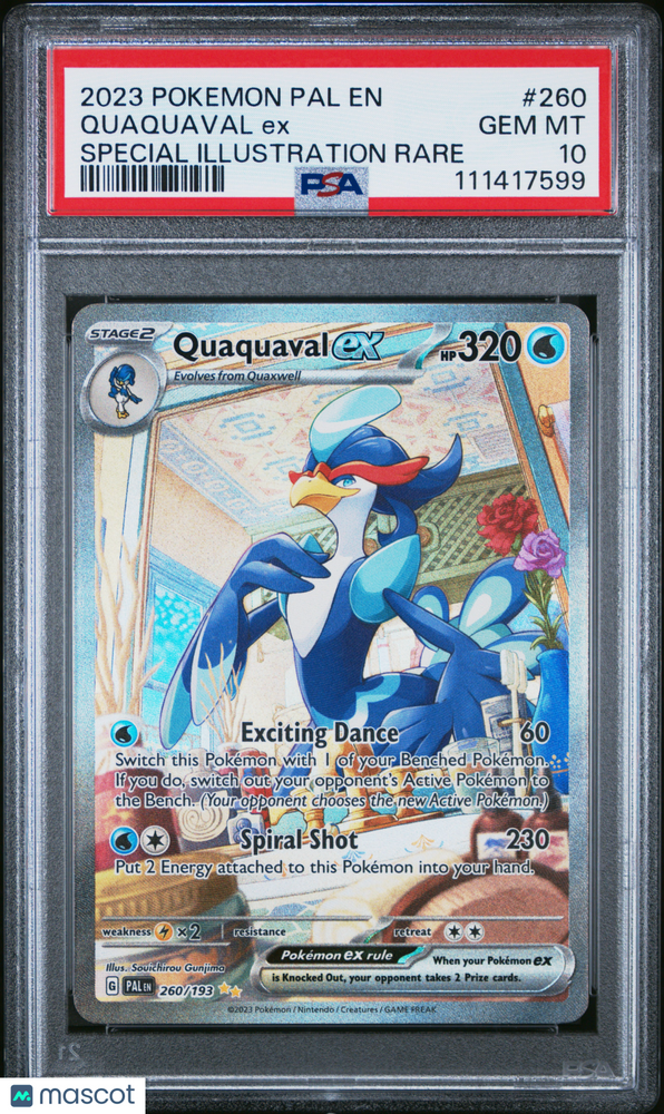 2023 Pokemon Pal EN-Paldea Evolved Quaquaval EX #260 Special Illustration Rare PSA 10