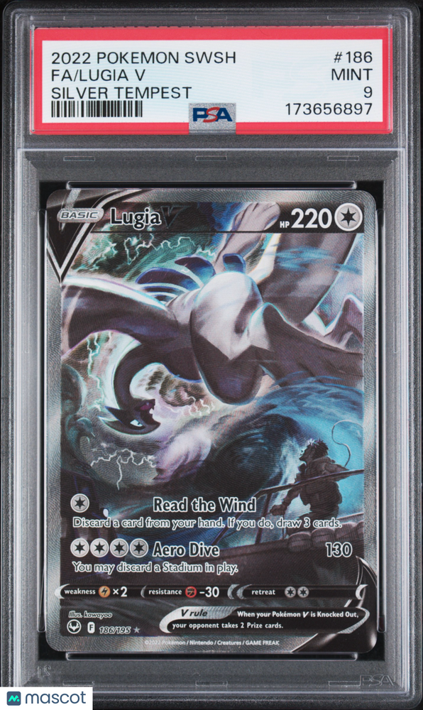 2022 Pokemon Sword & Shield Silver Tempest Lugia V #186 Silver Tempest Fa PSA 9