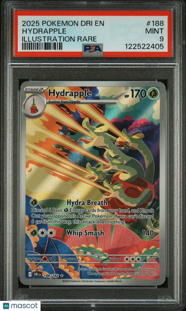 2025 Pokemon Dri EN-Destined Rivals Hydrapple #188 Illustration Rare PSA 9