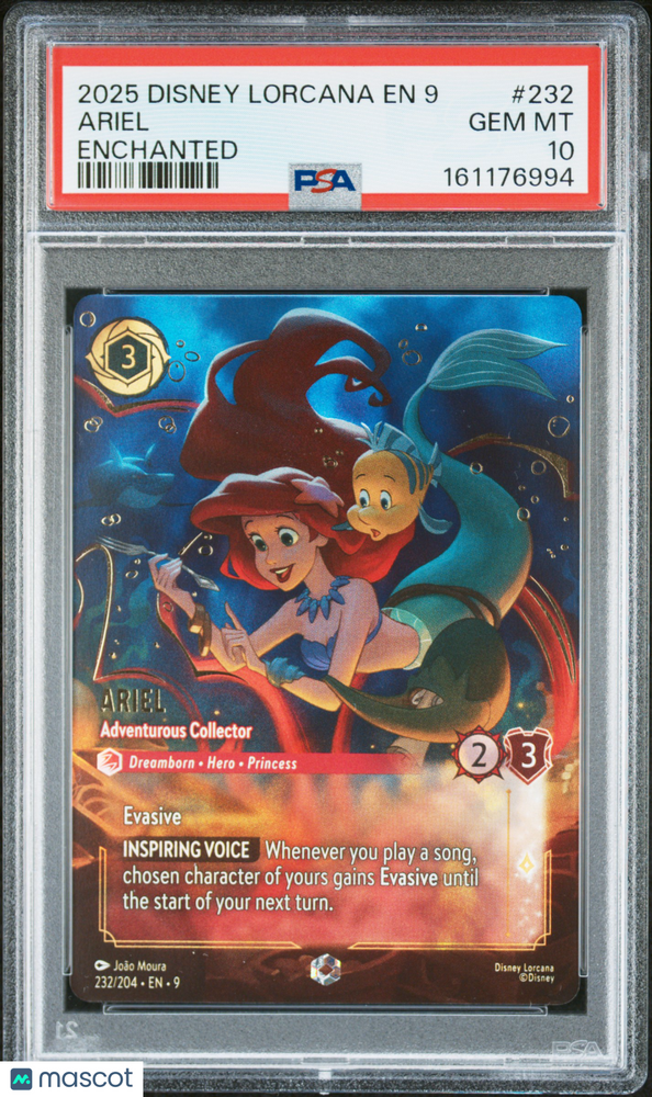 2025 Disney Lorcana EN 9-Fabled Ariel #232 Enchanted PSA 10