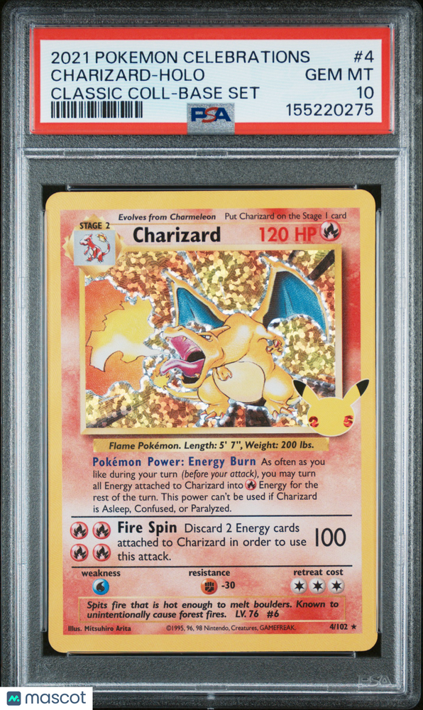 2021 Pokemon Celebrations Classic Collection Charizard #4 Classic Coll-Base Set PSA 10