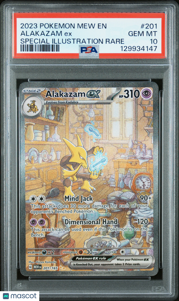 2023 Pokemon Mew EN-151 Alakazam EX #201 Special Illustration Rare PSA 10