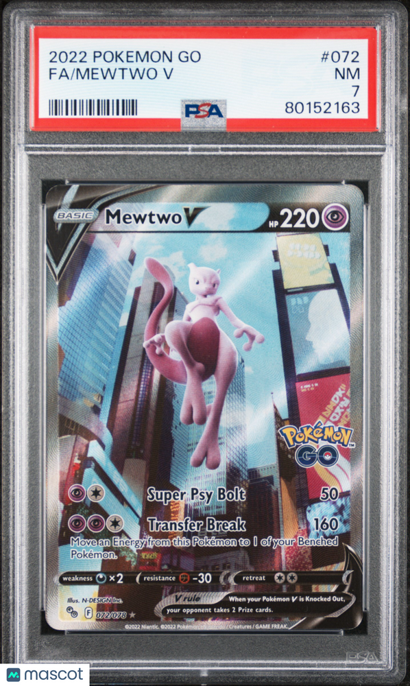 2022 Pokemon Go Mewtwo V #072 Fa PSA 7
