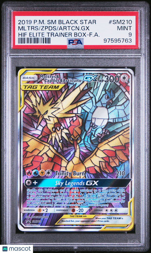 2019 Pokemon SM Black Star Promo Artcn. GX Zpds Mltrs #SM210 F.A. PSA 9