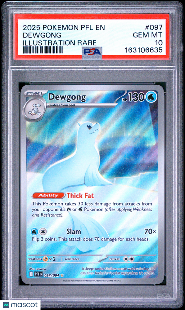2025 Pokemon PFL EN-Phantasmal Flames Dewgong #097 Illustration Rare PSA 10
