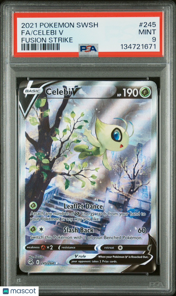 2021 Pokemon Sword & Shield Fusion Strike Celebi V #245 Fusion Strike Fa PSA 9