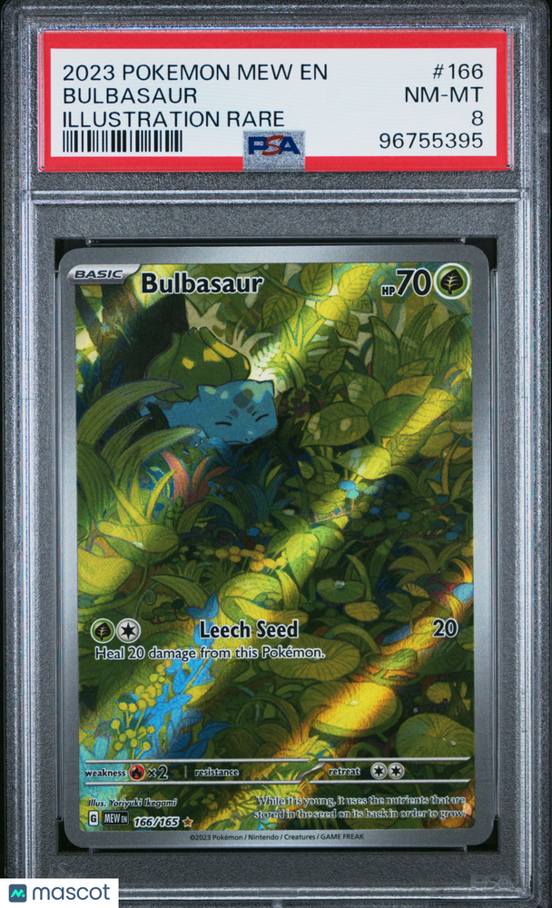 2023 Pokemon Mew EN-151 Bulbasaur #166 Illustration Rare PSA 8