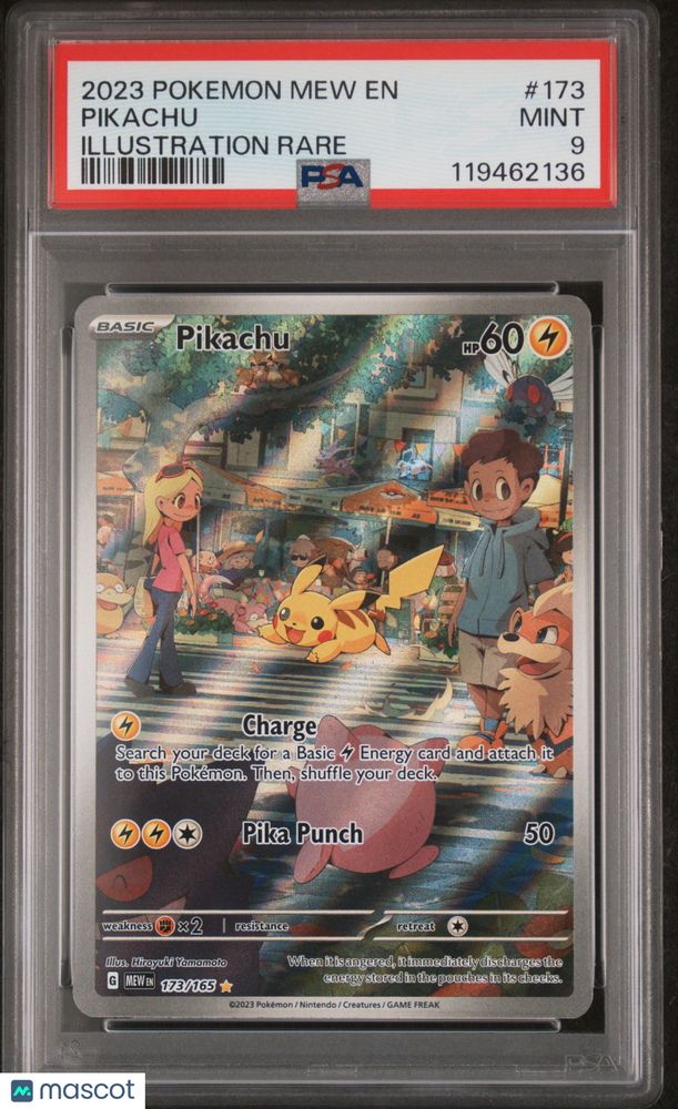 2023 Pokemon Mew EN-151 Pikachu #173 Illustration Rare PSA 9