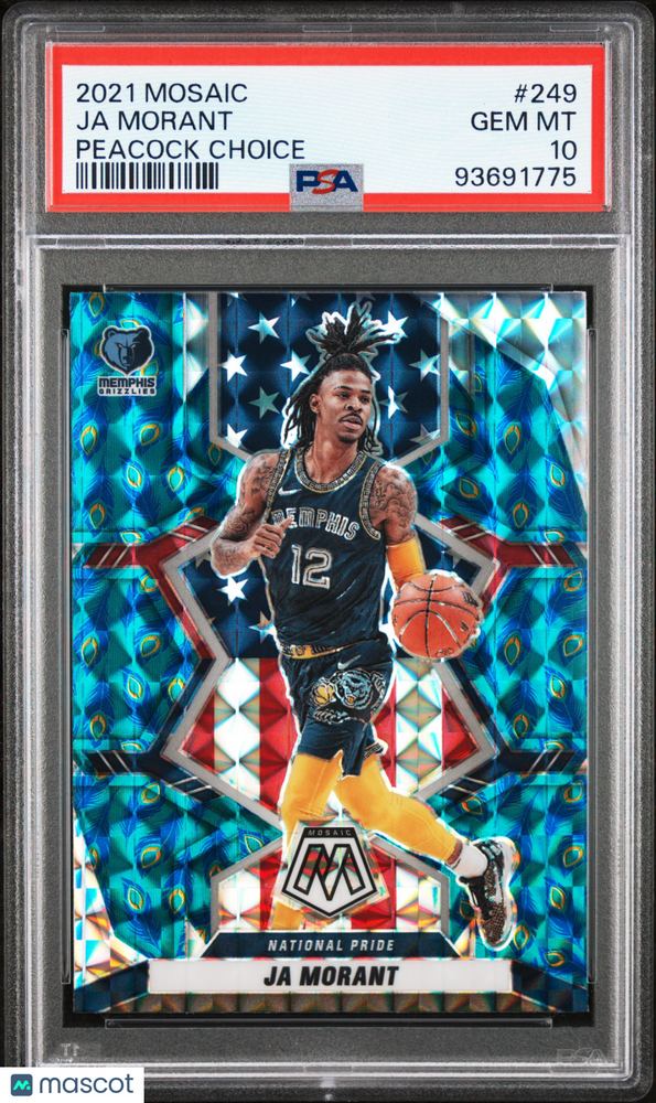 2021 Panini Mosaic Ja Morant #249 Peacock Choice PSA 10
