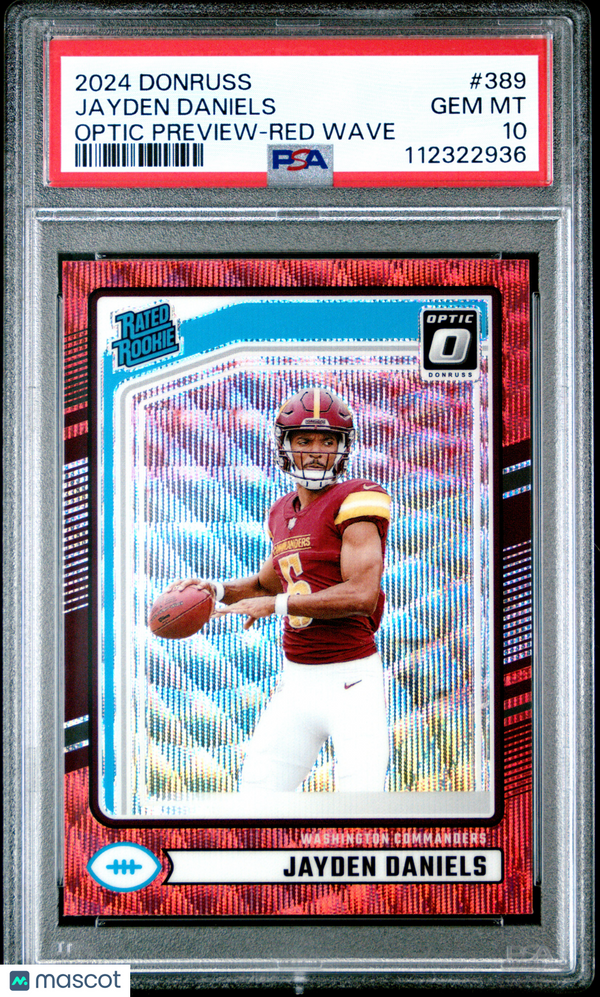 2024 Panini Donruss Jayden Daniels #389 Optic Preview Red Wave PSA 10