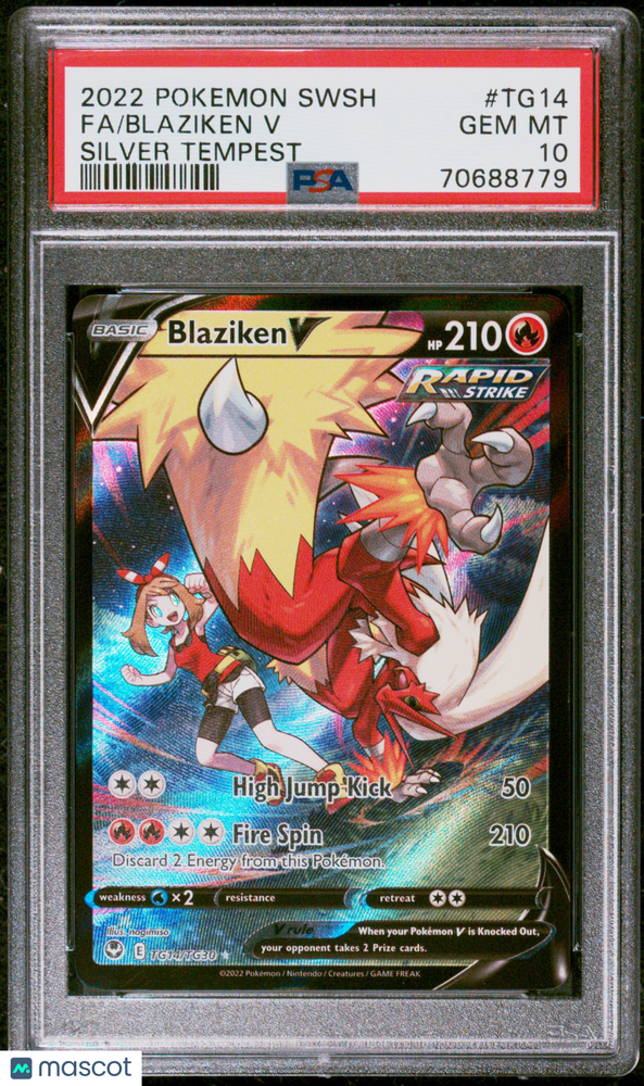 2022 Pokemon Sword & Shield Silver Tempest Blaziken V #TG14 Fa PSA 10