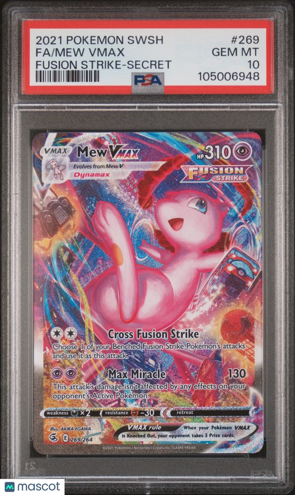 2021 Pokemon Sword & Shield Fusion Strike Mew VMAX #269 Fusion Strike-Secret Fa PSA 10