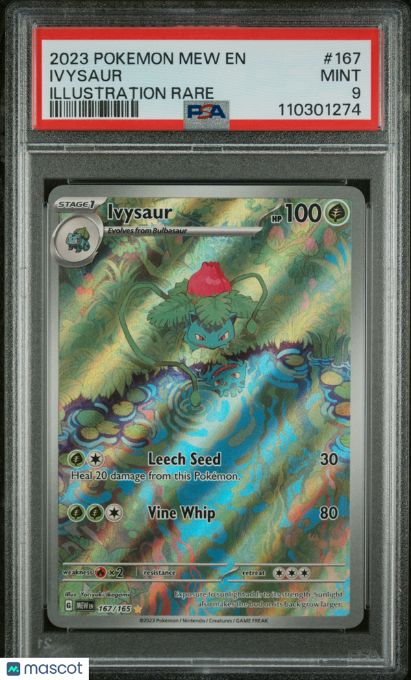 2023 Pokemon Mew EN-151 Ivysaur #167 Illustration Rare PSA 9
