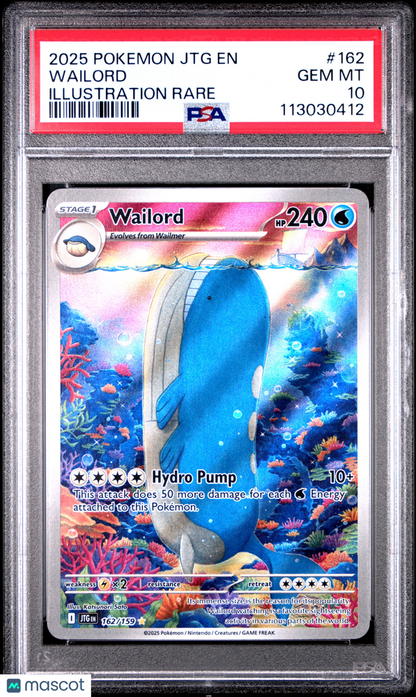 2025 Pokemon JTG EN-Journey Together Wailord #162 Illustration Rare PSA 10