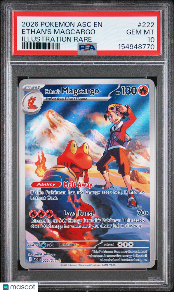 2026 Pokemon Asc EN-Ascended Heroes Ethan's Magcargo #222 IR PSA 10