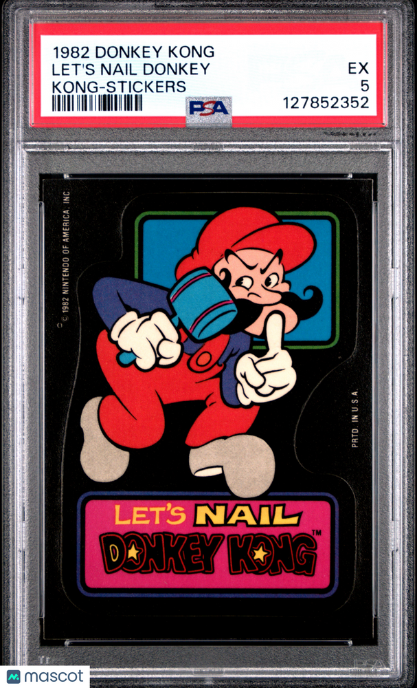 1982 Donkey Kong Stickers Let's Nail Donkey PSA 5