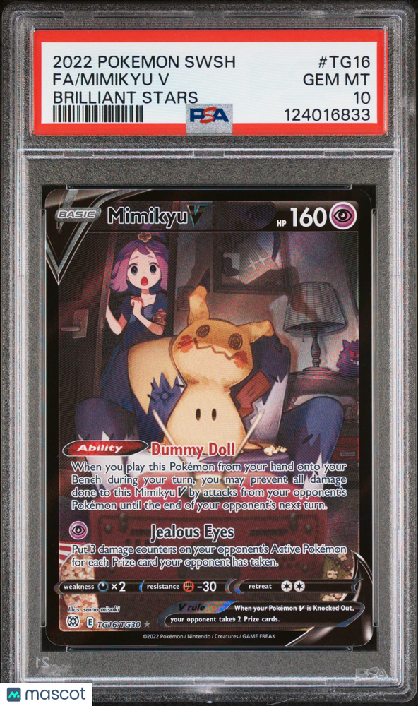 2022 Pokemon Sword & Shield Brilliant Stars Mimikyu V #TG16 Fa Brilliant Stars PSA 10