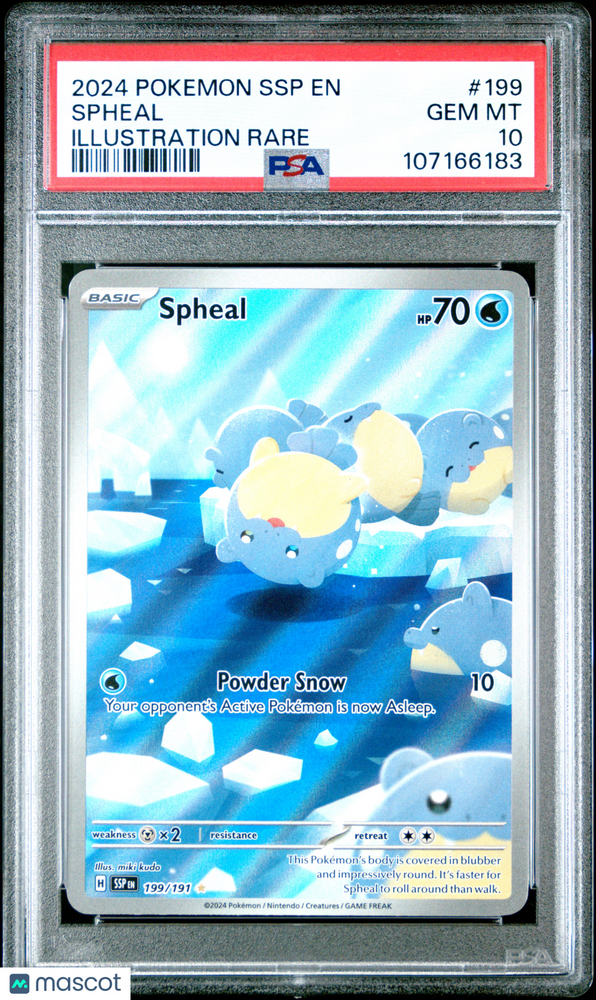 2024 Pokemon SSP EN-Surging Sparks Spheal #199 Illustration Rare PSA 10