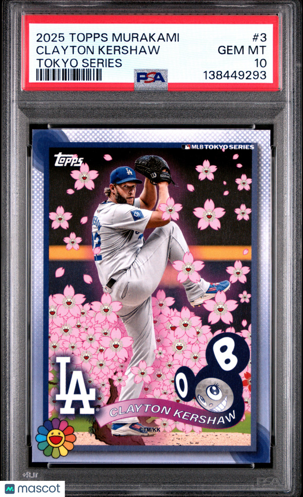 2025 Topps Takashi Murakami + MLB World Tour Tokyo Series Clayton Kershaw #3 PSA 10