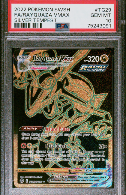 2022 Pokemon Sword & Shield Silver Tempest Rayquaza VMAX #TG29 Silver Tempest Fa PSA 10