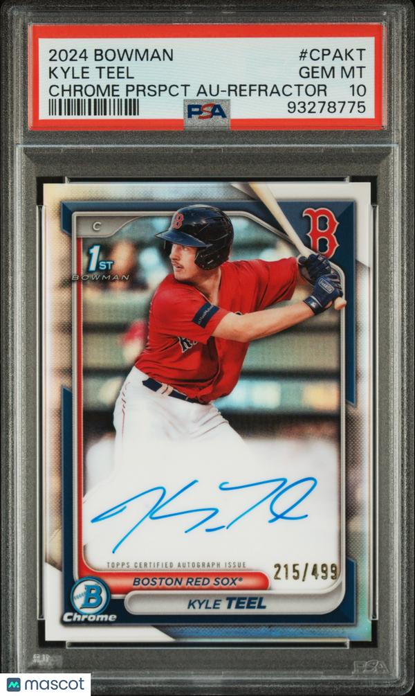 2024 Bowman Chrome Prospect Autographs Kyle Teel #CPAKT Prspct Refractor PSA 10
