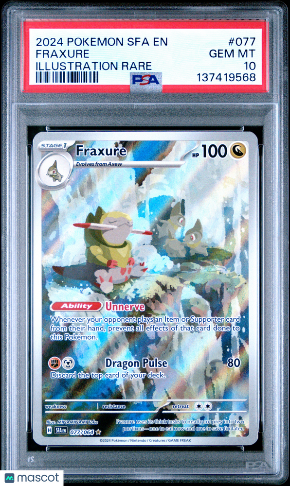 2024 Pokemon Sfa EN-Shrouded Fable Fraxure #077 Illustration Rare PSA 10