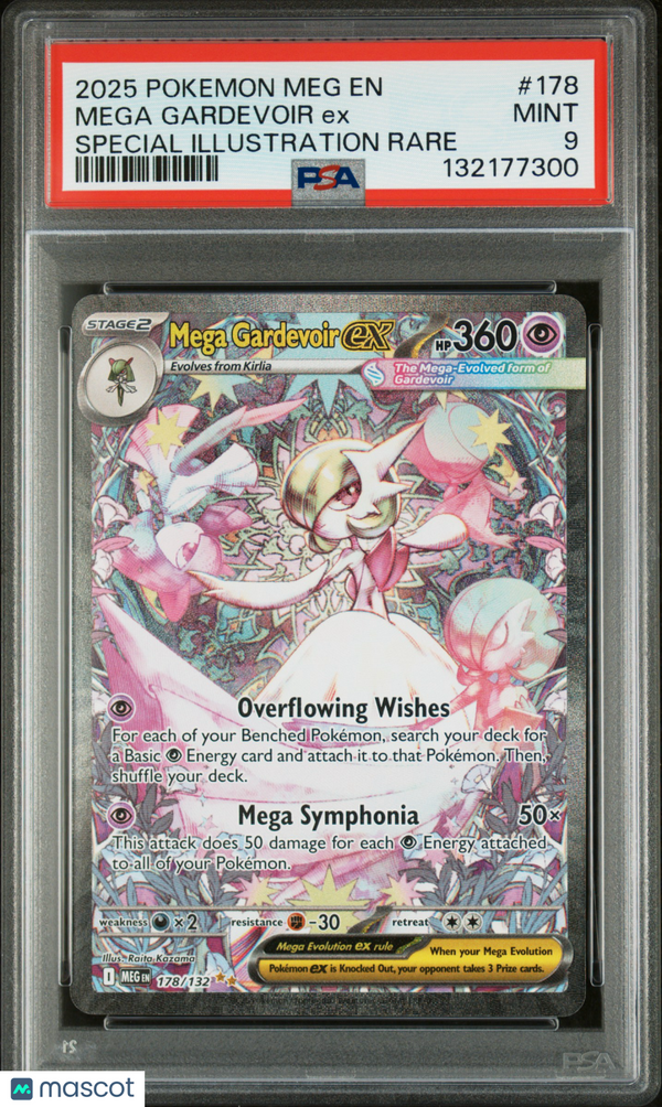 2025 Pokemon Meg EN-Mega Evolution Mega Gardevoir EX #178 SIR PSA 9