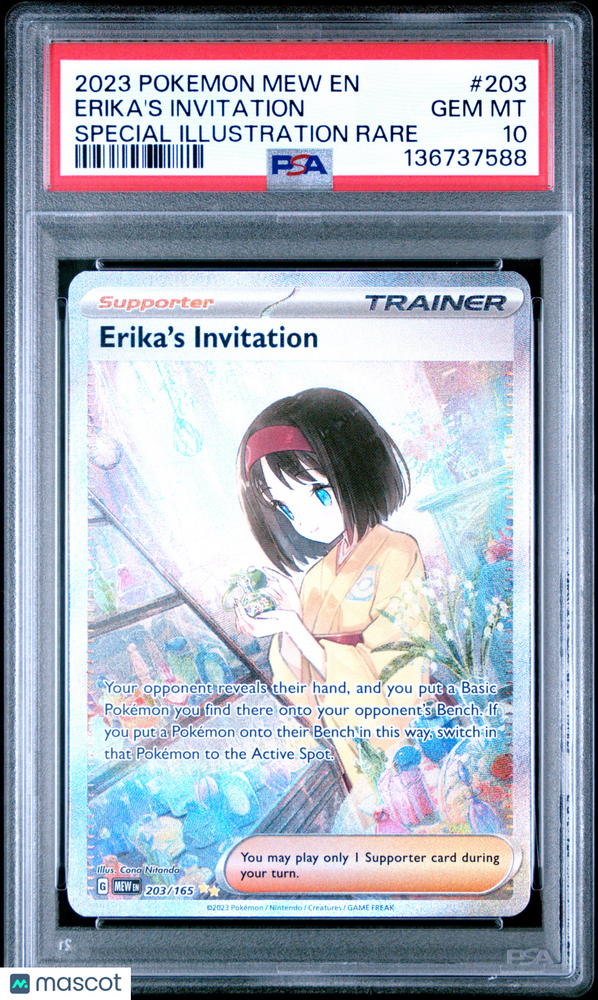 2023 Pokemon Mew EN-151 Erika's Invitation #203 Special Illustration Rare PSA 10