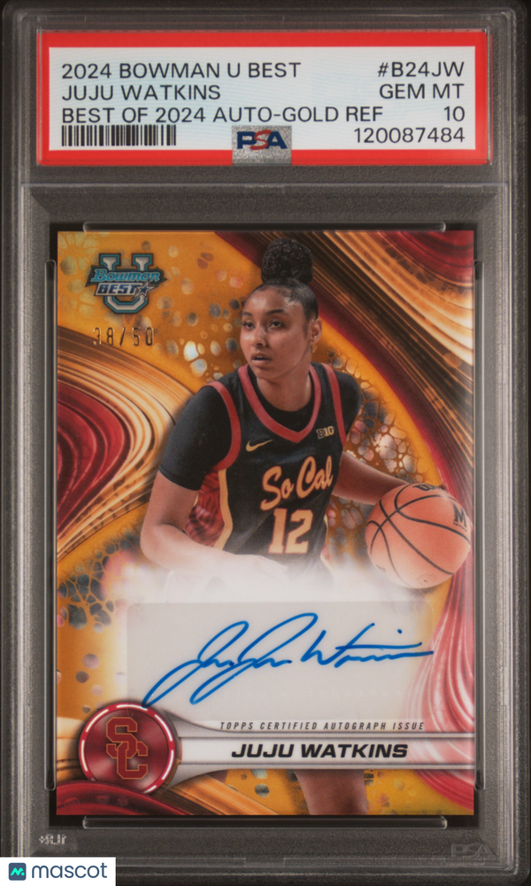 2024 Bowman University Best Best Of 2024 Autographs Juju Watkins #B24JW Gold Ref PSA 10