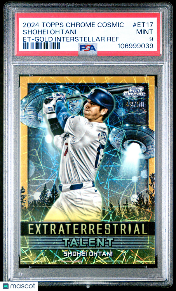 2024 Topps Cosmic Ext. Talent Shohei Ohtani #ET17 Et Gold Interstellar Ref PSA 9