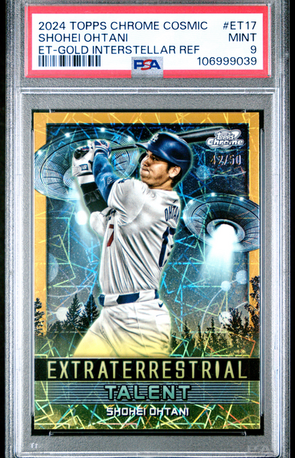2024 Topps Cosmic Ext. Talent Shohei Ohtani #ET17 Et Gold Interstellar Ref PSA 9