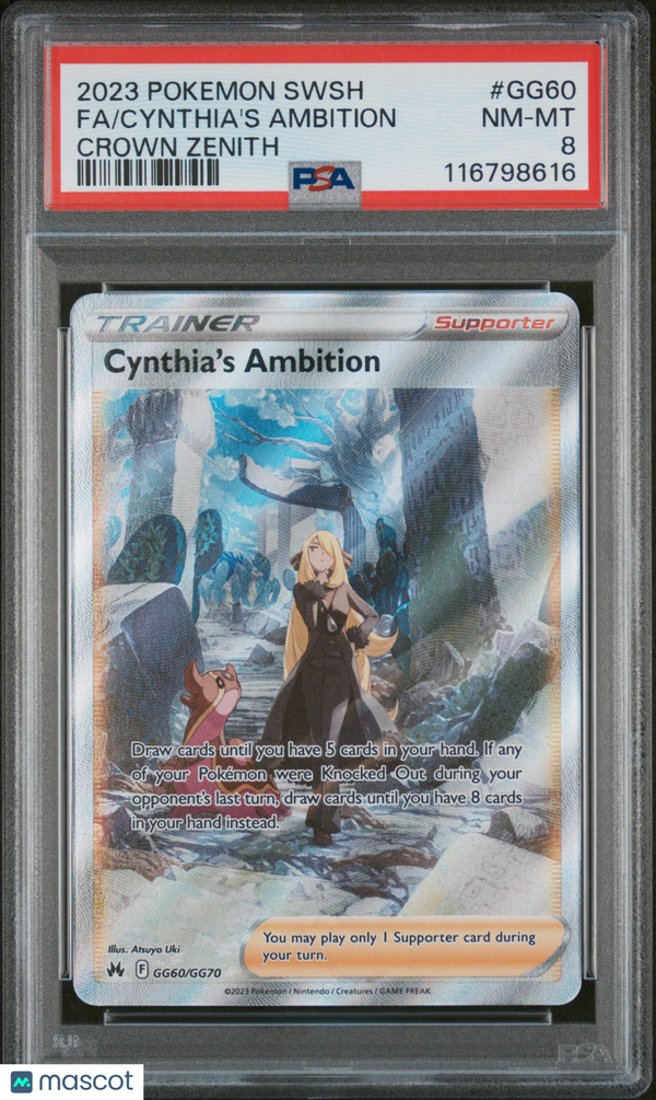 2023 Pokemon Sword & Shield Crown Zenith Cynthia's Ambition GG60 PSA 8
