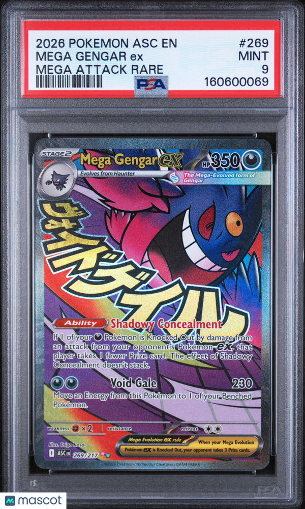 2026 Pokemon Asc EN-Ascended Heroes Mega Gengar EX #269 Mega Attack Rare PSA 9