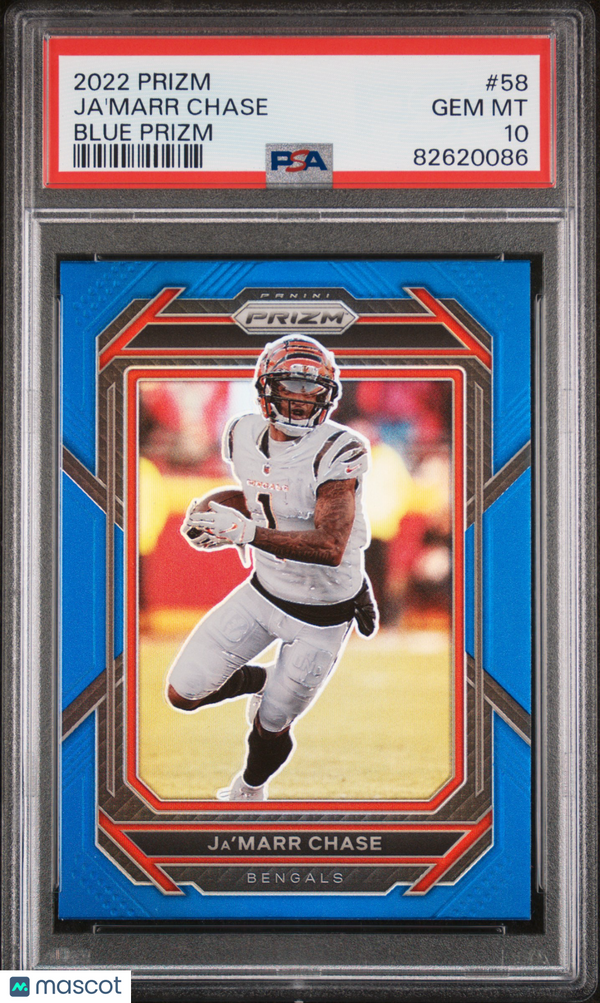2022 Panini Prizm Ja'marr Chase #58 Blue PSA 10