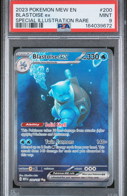 2023 Pokemon Mew EN-151 Blastoise EX #200 Special Illustration Rare PSA 9