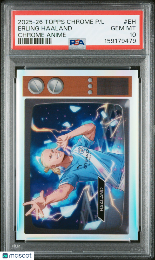 2025-2026 Topps Chrome Premier League Chrome Anime Erling Haaland #EH PSA 10