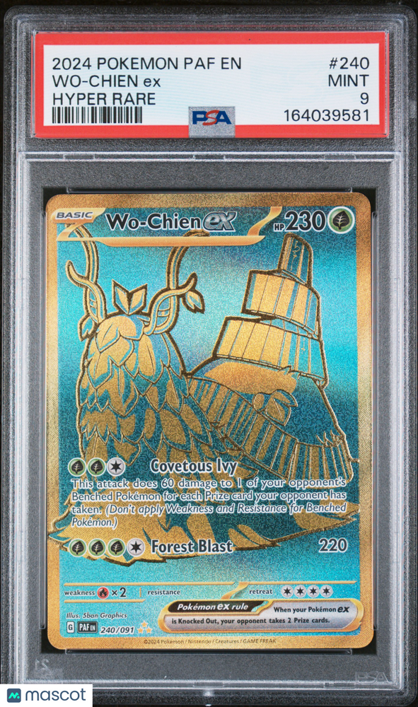 2024 Pokemon Paf EN-Paldean Fates Wo-Chien EX #240 Hyper Rare PSA 9