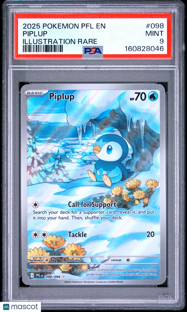 2025 Pokemon PFL EN-Phantasmal Flames Piplup #098 Illustration Rare PSA 9