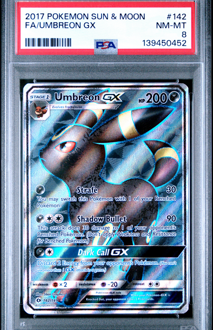 2017 Pokemon Sun & Moon Umbreon GX #142 Fa PSA 8