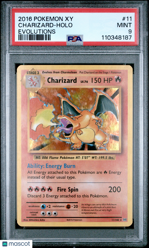 2016 Pokemon Xy Evolutions Charizard #11 Evolutions PSA 9