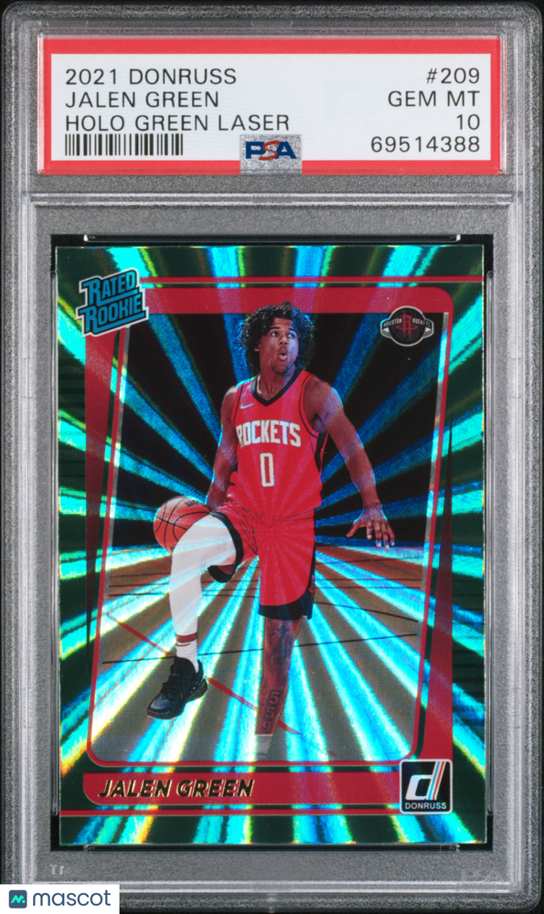 2021 Panini Donruss Jalen Green #209 Holo Green Laser PSA 10