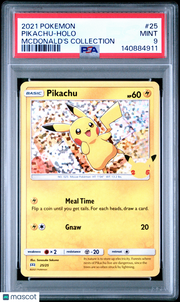 2021 Pokemon Mcdonald's Collection Pikachu #25 Mcdonald's Collection PSA 9