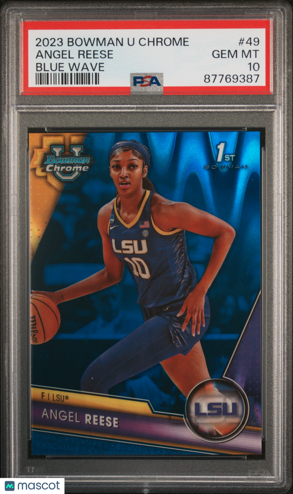 2023 Bowman University Chrome Angel Reese #49 Blue Raywave PSA 10