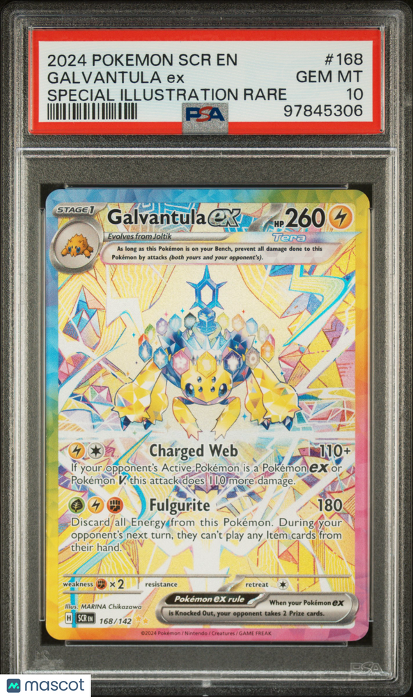 2024 Pokemon SCR EN-Stellar Crown Galvantula EX #168 Special Illustration Rare PSA 10