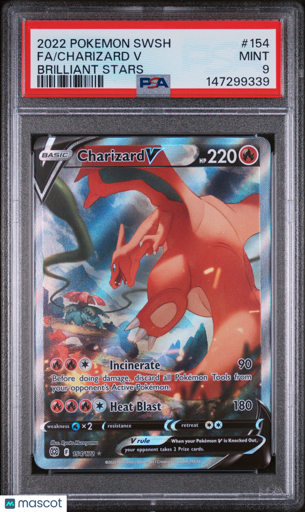2022 Pokemon Sword & Shield Brilliant Stars Charizard V #154 Fa PSA 9